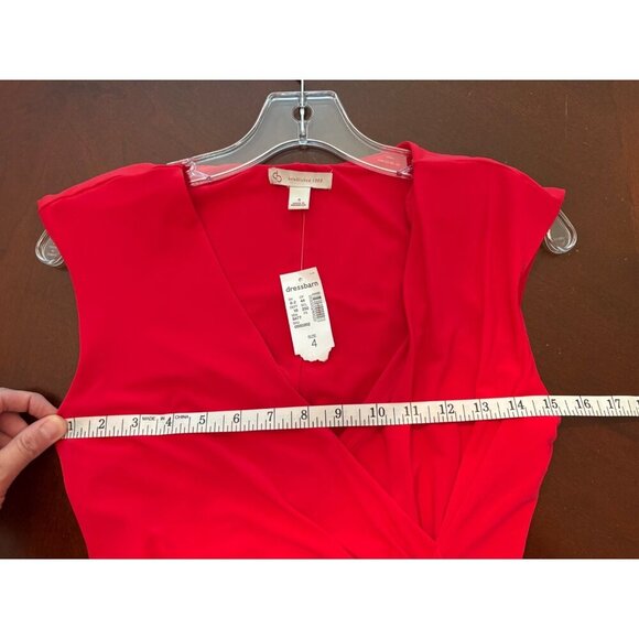 Dress Barn NWT Short Sleeve Faux Wrap Sexy Fitted Cocktail Dress in Red Size 4 - Picture 7 of 11